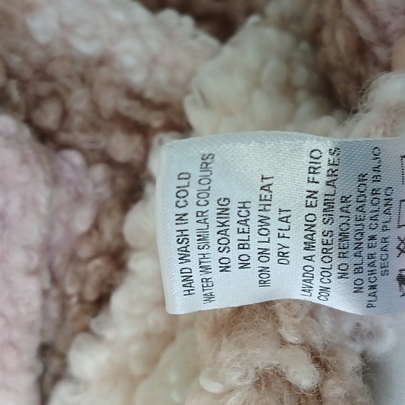 Mable Anthropologie Plaid Sherpa Barn Button Down Jacket Pink Cream Medium - Picture 9 of 9